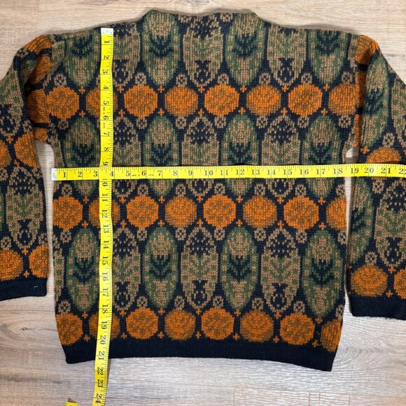 Vintage Norvyk by Rendale 100% Wool Sweater Tapestry Folk Nordic Grandpa M - Picture 4 of 6